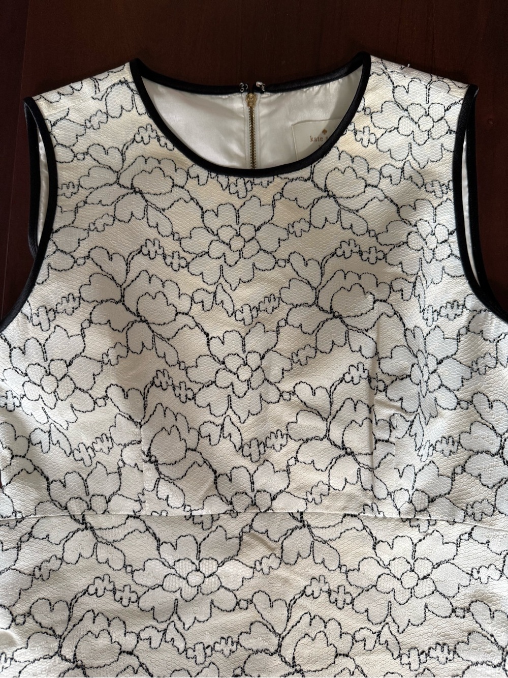 Kate Spade Sleeveless White and Black Floral Lace A-Line Dress - Picture 6 of 11